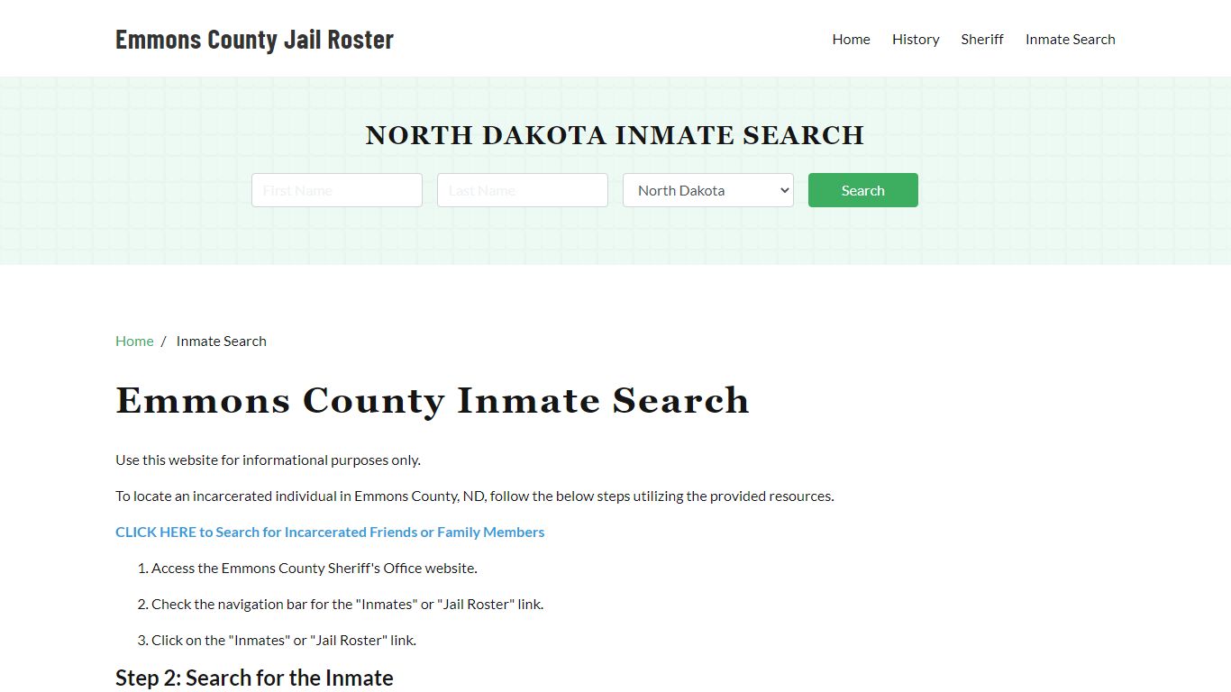 Emmons County, ND Detainee Lookup